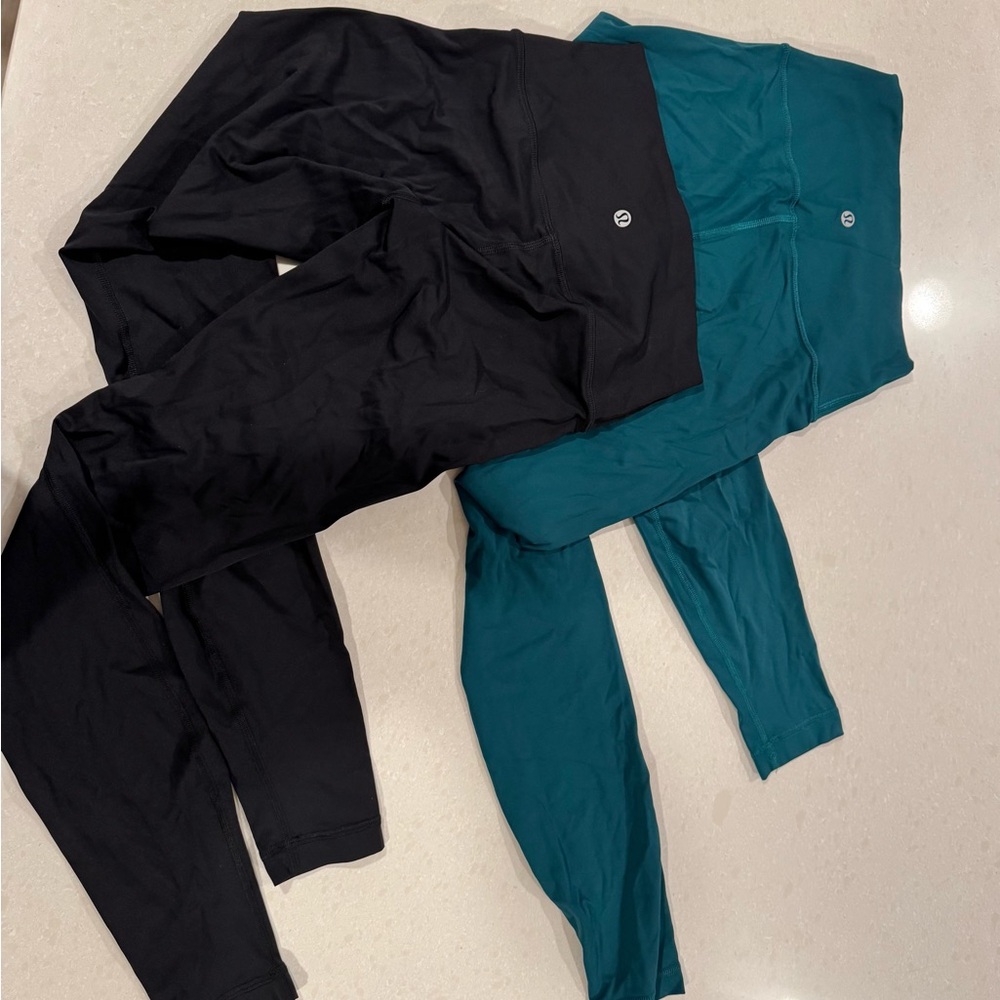 lululemon athletica Black and Teal Leggings